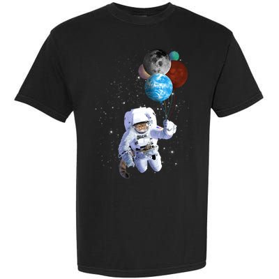 Astro Cat With Planet Balloons Garment-Dyed Heavyweight T-Shirt