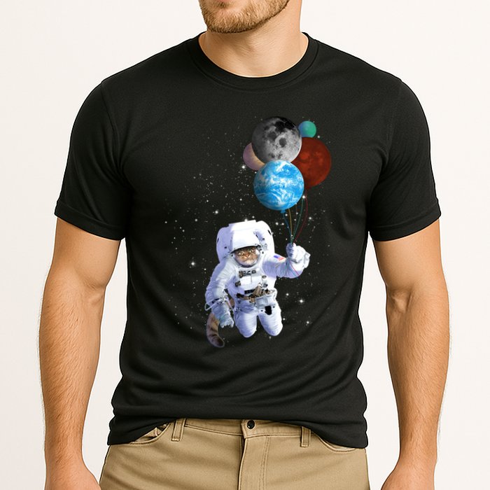 Astro Cat With Planet Balloons Performance Shirt