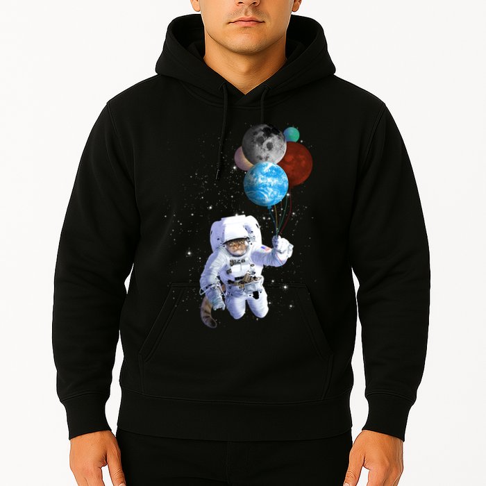 Astro Cat With Planet Balloons Hoodie