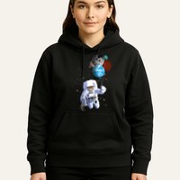 Astro Cat With Planet Balloons Hoodie