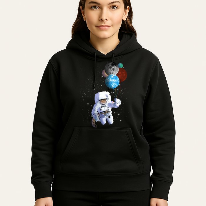 Astro Cat With Planet Balloons Hoodie