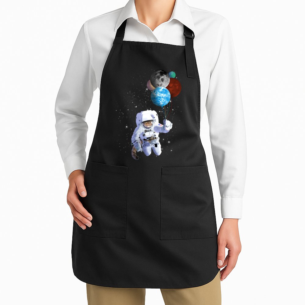 Astro Cat With Planet Balloons Apron