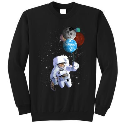 Astro Cat With Planet Balloons Sweatshirt