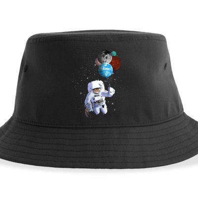 Astro Cat With Planet Balloons Sustainable Bucket Hat