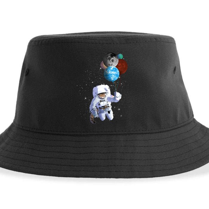 Astro Cat With Planet Balloons Sustainable Bucket Hat