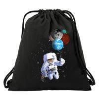 Astro Cat With Planet Balloons Drawstring Bag