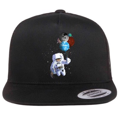Astro Cat With Planet Balloons Flatbill Hat
