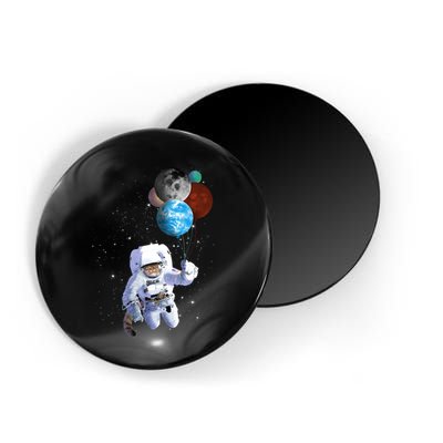 Astro Cat With Planet Balloons Magnet