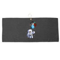 Astro Cat With Planet Balloons Large Microfiber Waffle Golf Towel