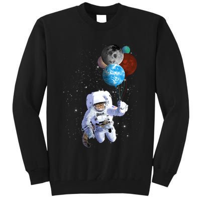 Astro Cat With Planet Balloons Tall Sweatshirt