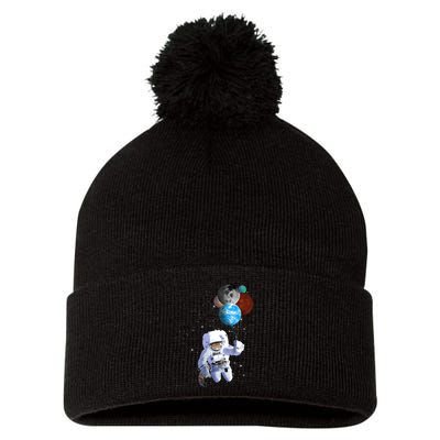 Astro Cat With Planet Balloons Pom Pom 12in Knit Beanie