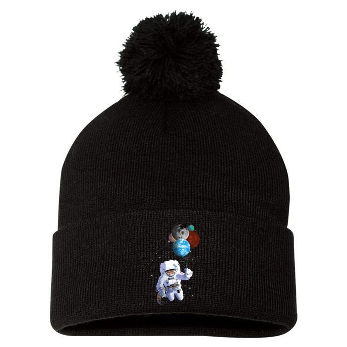 Astro Cat With Planet Balloons Pom Pom 12in Knit Beanie