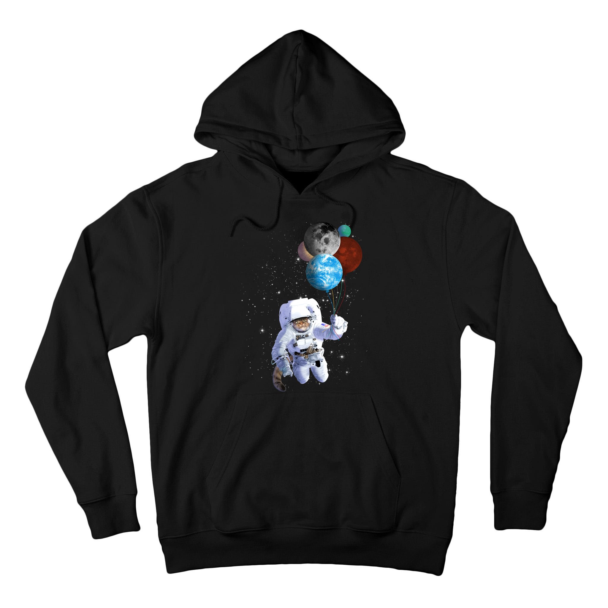 Astro Cat With Planet Balloons Tall Hoodie