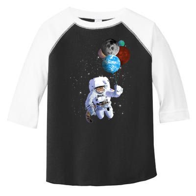Astro Cat With Planet Balloons Toddler Fine Jersey T-Shirt