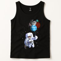Astro Cat With Planet Balloons Tank Top