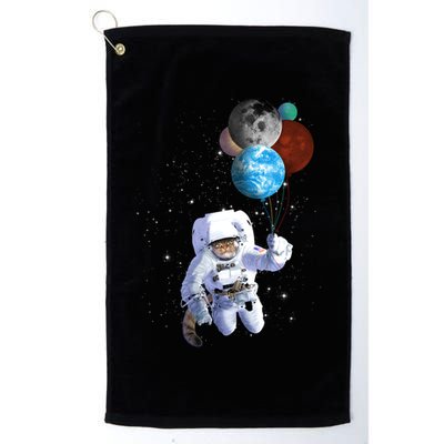 Astro Cat With Planet Balloons Golf Towel