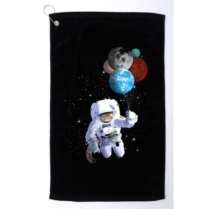 Astro Cat With Planet Balloons Golf Towel