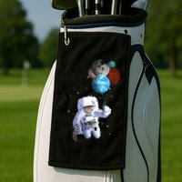 Astro Cat With Planet Balloons Golf Towel