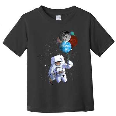 Astro Cat With Planet Balloons Toddler T-Shirt