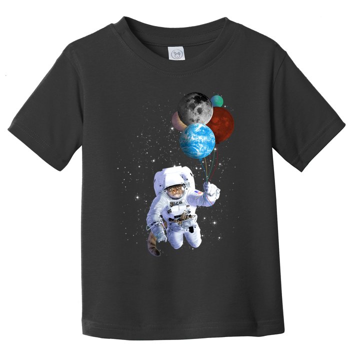 Astro Cat With Planet Balloons Toddler T-Shirt