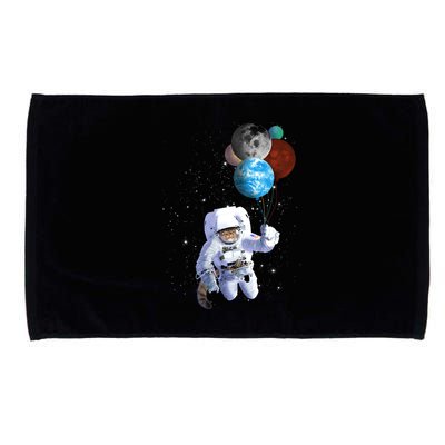 Astro Cat With Planet Balloons Microfiber Hand Towel