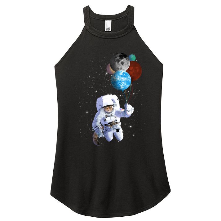 Astro Cat With Planet Balloons Women's Perfect Tri Rocker Tank