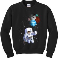 Astro Cat With Planet Balloons Kids Sweatshirt