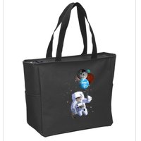 Astro Cat With Planet Balloons Zip Tote Bag