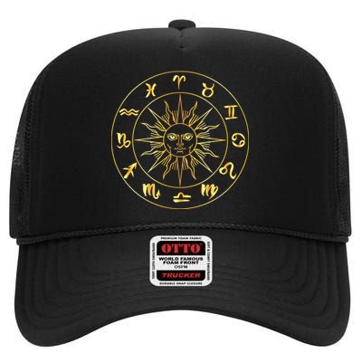 Astrology - Collection of hand drawn zodiac signs High Crown Mesh Back Trucker Hat