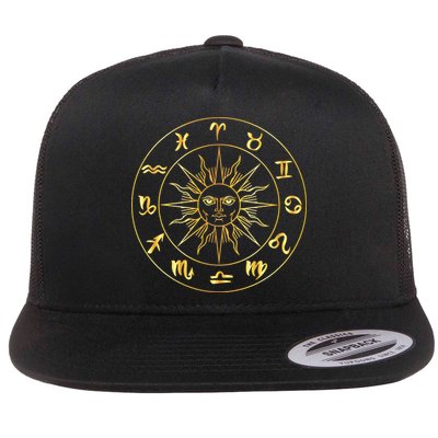 Astrology - Collection of hand drawn zodiac signs Flat Bill Trucker Hat