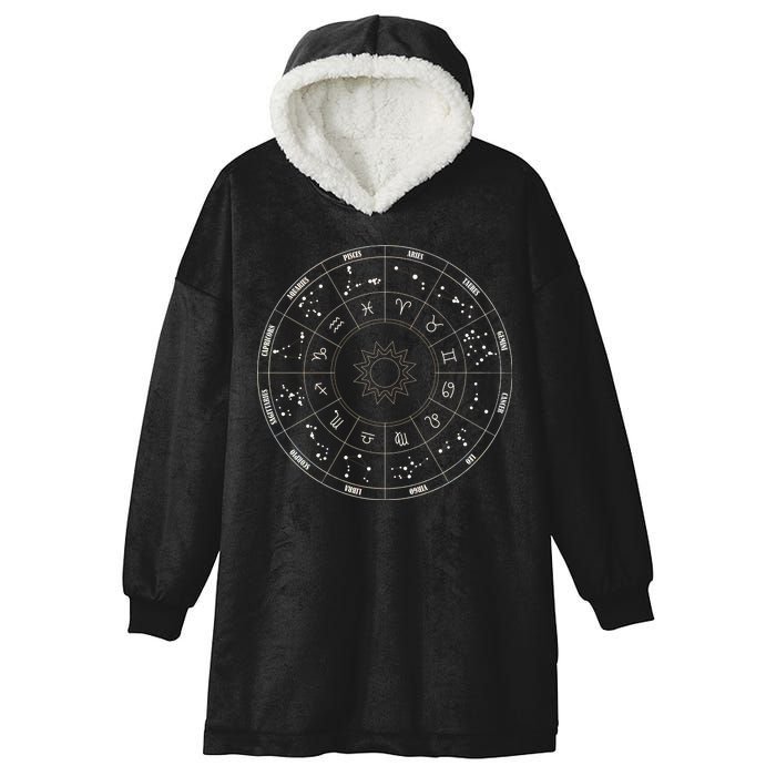 Astrology - Zodiac circle with astrology sings  Hooded Wearable Blanket