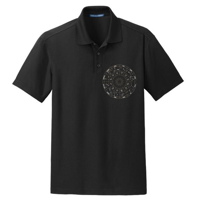 Astrology - Zodiac circle with astrology sings  Dry Zone Grid Polo