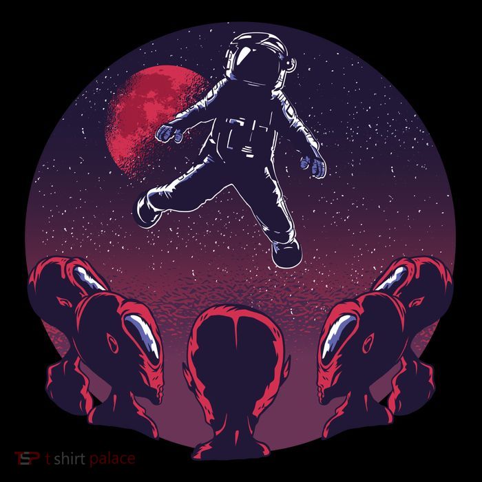 Astronaut Alien Drawstring Bag