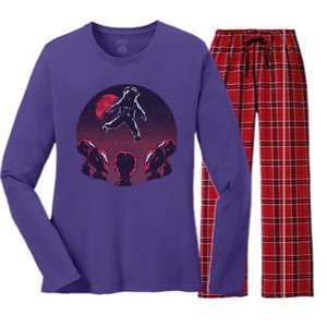 Astronaut Alien Women's Long Sleeve Flannel Pajama Set 