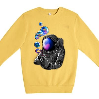 Astronaut Blowing Space Bubbles Premium Crewneck Sweatshirt