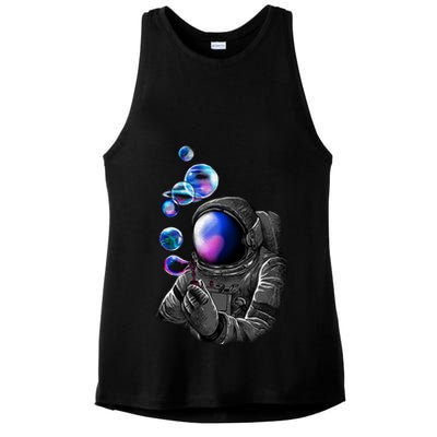 Astronaut Blowing Space Bubbles Ladies PosiCharge Tri-Blend Wicking Tank