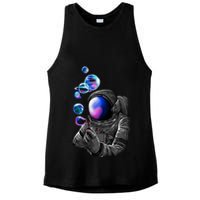 Astronaut Blowing Space Bubbles Ladies PosiCharge Tri-Blend Wicking Tank