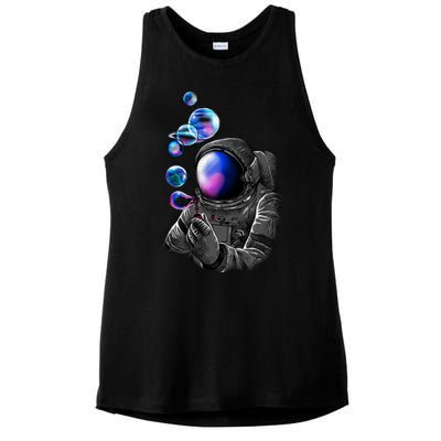 Astronaut Blowing Space Bubbles Ladies PosiCharge Tri-Blend Wicking Tank