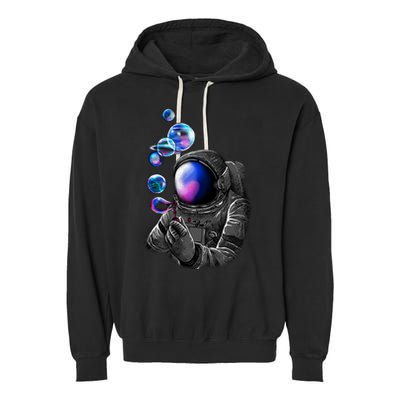 Astronaut Blowing Space Bubbles Garment-Dyed Fleece Hoodie