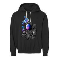 Astronaut Blowing Space Bubbles Garment-Dyed Fleece Hoodie