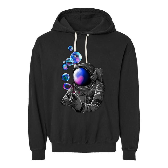 Astronaut Blowing Space Bubbles Garment-Dyed Fleece Hoodie