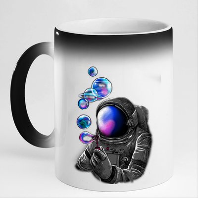 Astronaut Blowing Space Bubbles 11oz Black Color Changing Mug