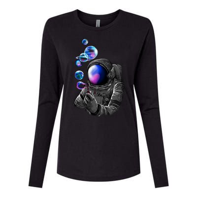 Astronaut Blowing Space Bubbles Womens Cotton Relaxed Long Sleeve T-Shirt