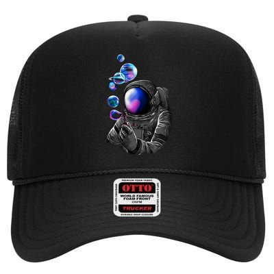 Astronaut Blowing Space Bubbles High Crown Mesh Back Trucker Hat