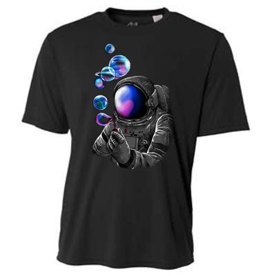 Astronaut Blowing Space Bubbles Cooling Performance Crew T-Shirt