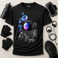 Astronaut Blowing Space Bubbles Performance Shirt