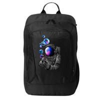 Astronaut Blowing Space Bubbles City Backpack