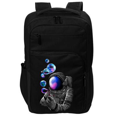 Astronaut Blowing Space Bubbles Impact Tech Backpack