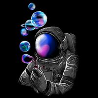 Astronaut Blowing Space Bubbles 7-Panel Snapback Hat