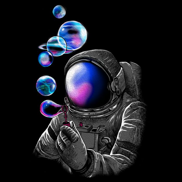 Astronaut Blowing Space Bubbles 7-Panel Snapback Hat